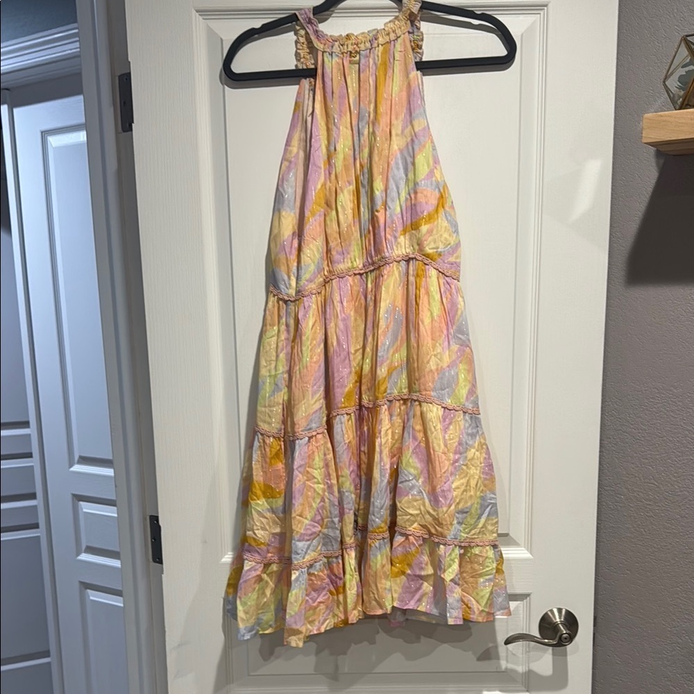 PQ Swim Pink and Yellow Tiered Ruffled Sundress - Picture 6 of 8